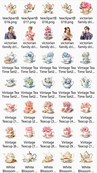 Kit Digital Hora do Chá Vintage Aquarela - Combo 12 Kits