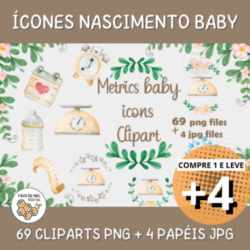 Kit Digital Ícones Nascimento Bebê - Metrics Baby