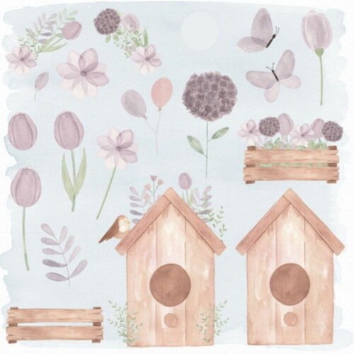 Kit Digital Jardim Aquarela - Elementos e Papéis