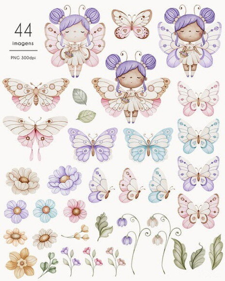 Kit Digital Jardim das Borboletas Aquarela