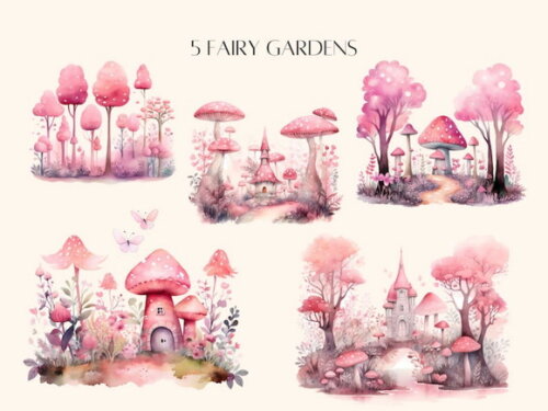 Kit Digital Jardim das Fadas Aquarela - 46 Fairy Garden (ld)