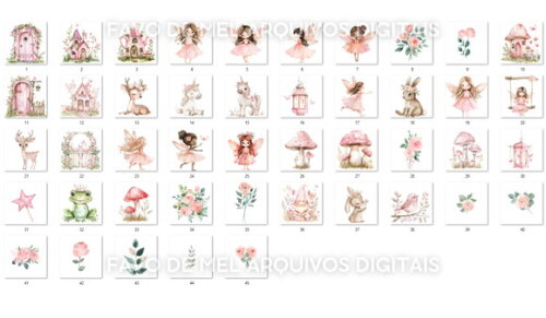 Kit Digital Jardim das Fadas Aquarela #10 Png Fadinhas