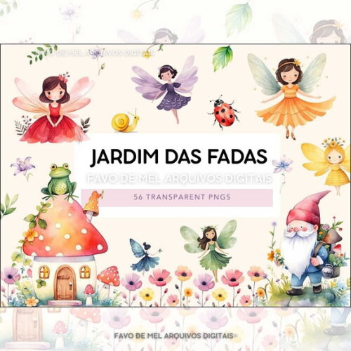 Kit Digital Jardim das Fadas Aquarela #11 Png