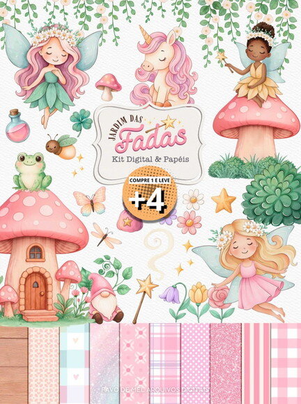 Kit Digital Jardim das Fadas Aquarela #16