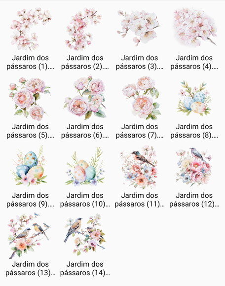 Kit Digital Jardim dos Pássaros Aquarela - Spring In Bloom