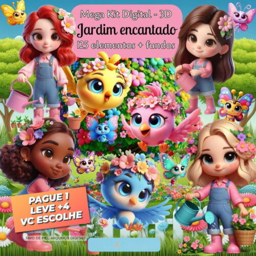 Kit Digital Jardim Encantado 3d Png (pague 1 Leve +4)