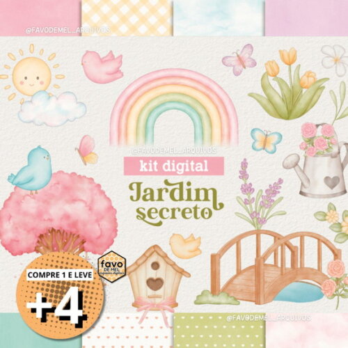 Kit Digital Jardim Secreto Aquarela