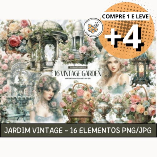 Kit Digital Jardim Vintage - Vintage Garden