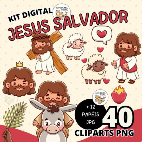 Kit Digital Jesus Salvador - Elementos e Papéis