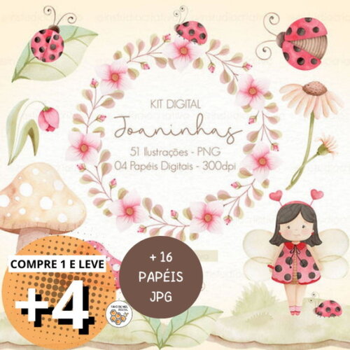 Kit Digital Joaninhas Aquarela