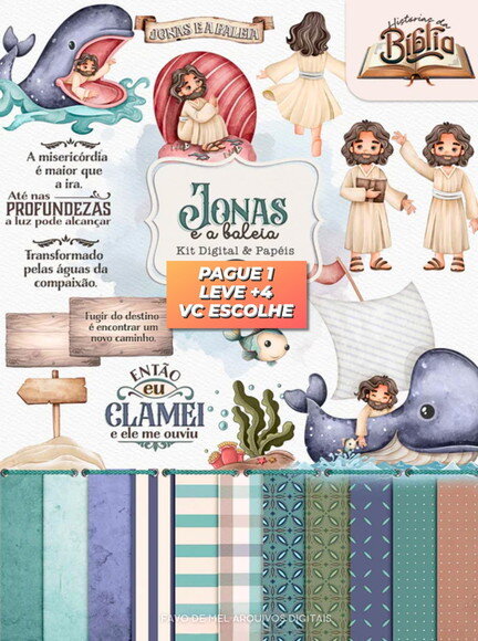 Kit Digital Jonas e a Baleia Aquarela - Historias da Biblia