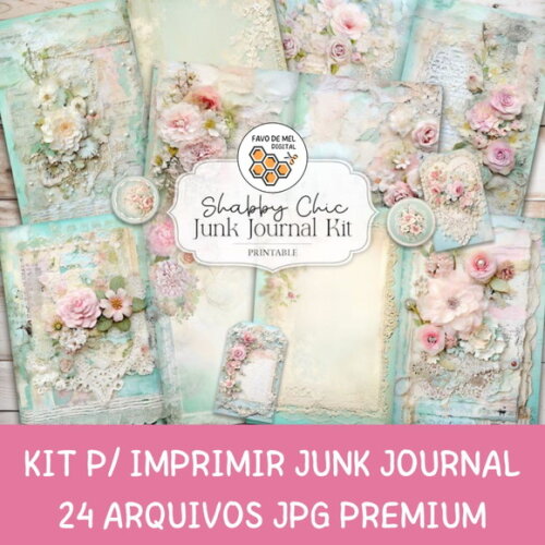 Kit Digital Junk Journal Shabby Chic (para Imprimir)