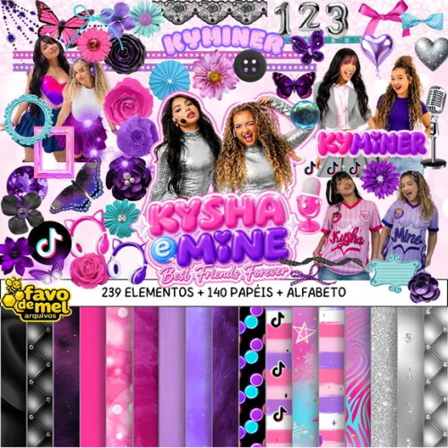 Kit Digital Kysha e Mine Scrapbook - Mega Pack com Papeis