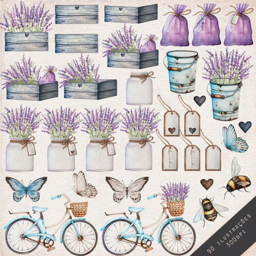 Kit Digital Lavanda Aquarela