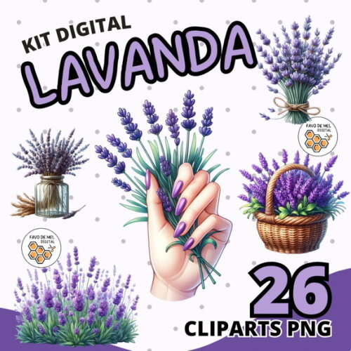 Kit Digital Lavanda Aquarela - Lavender (wa)