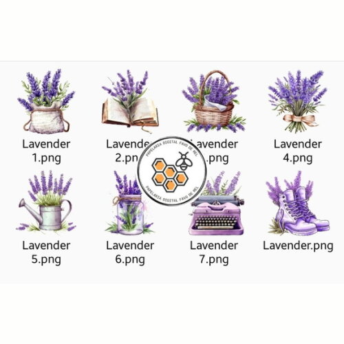 Kit Digital Lavanda Aquarela - Lavender Clipart