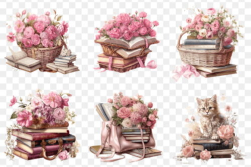 Kit Digital Leitoras Vintage - Reading Girl