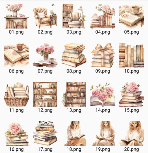 Kit Digital Leitura Aquarela | Planner Books Aesthetic
