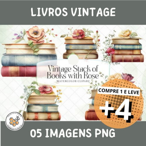 Kit Digital Livros Vintage Aquarela