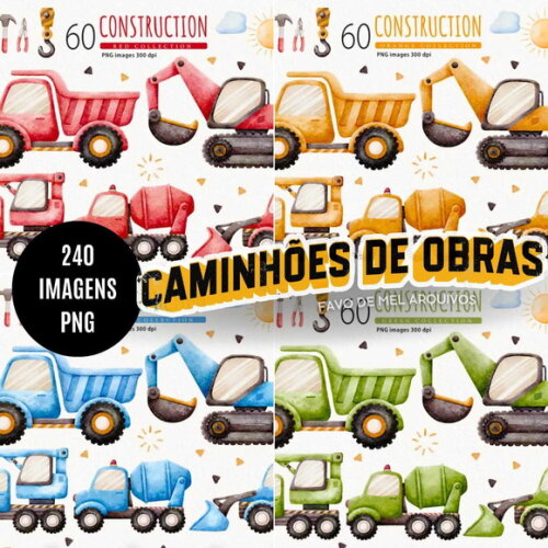 Kit Digital Máquinas de Obras - Pack Construção Png
