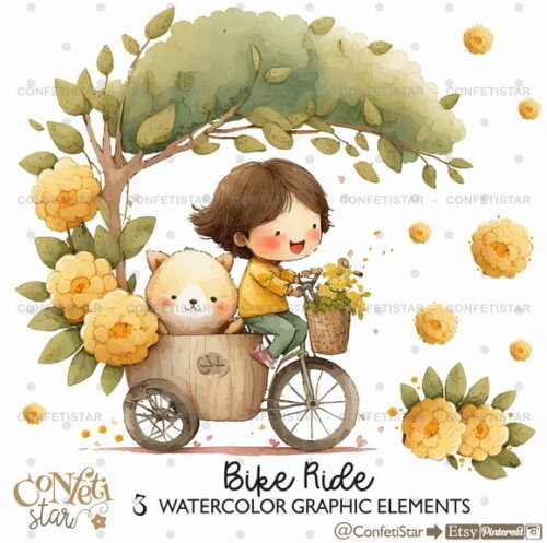 Kit Digital Meninas Aquarela Confeti (combo 4 Kits)