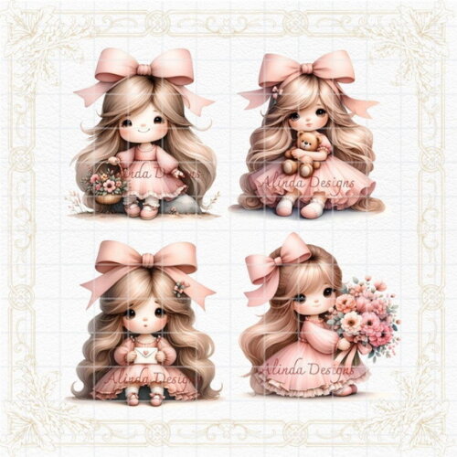 Kit Digital Menininha Loira Cute Aquarela | Little Girl