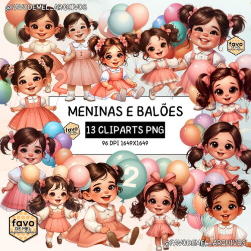 Kit Digital Menininhas com Balões - Mascote Cute 2 Anos
