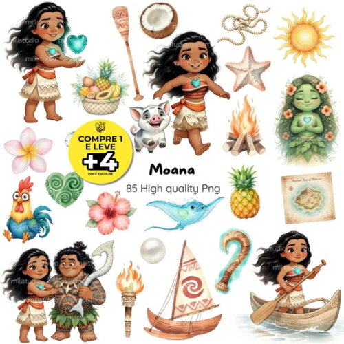 Kit Digital Moana Aquarela