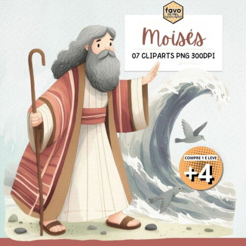 Kit Digital Moisés Aquarela - Personagens Bíblicos