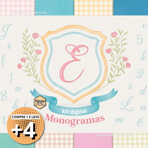Kit Digital Monogramas Aquarela 1