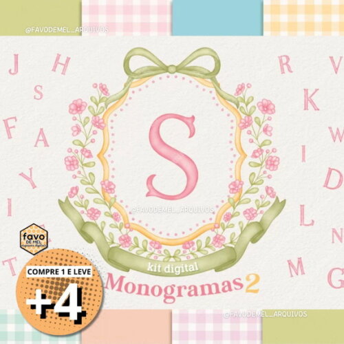 Kit Digital Monogramas Aquarela 2