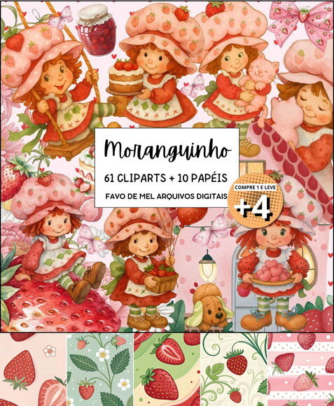 Kit Digital Moranguinho Aquarela (pague 1 Leve +4)