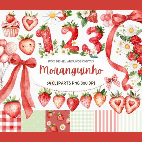 Kit Digital Moranguinho Aquarela Festa Mesversário