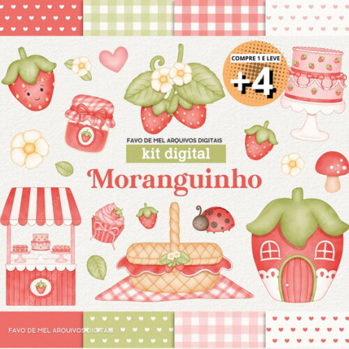 Kit Digital Moranguinho Aquarela Png (pague 1 Leve +4)