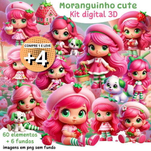 Kit Digital Moranguinho Cute 3d