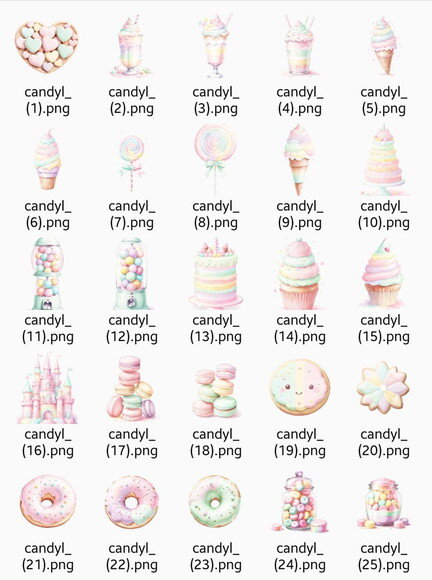 Kit Digital Mundo Doce #2 Candyland Confeitaria Aquarela Png