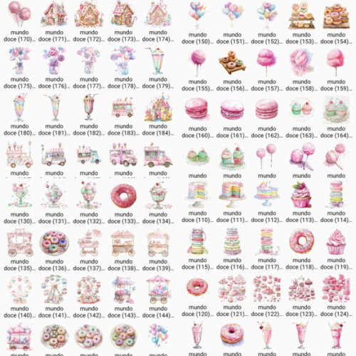 Kit Digital Mundo Doce #4 Candyland Confeitaria Aquarela Png