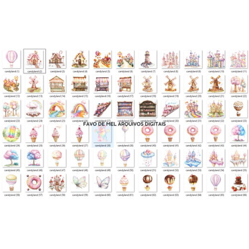 Kit Digital Mundo Doce #6 Candyland Confeitaria Aquarela Png