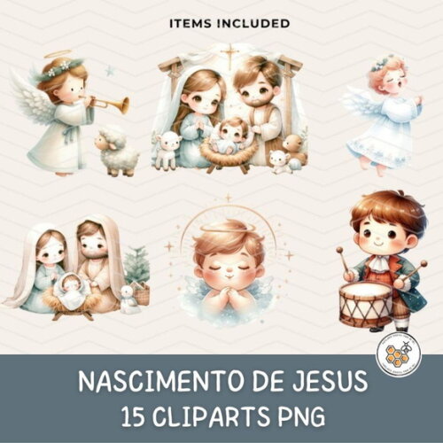 Kit Digital Nascimento de Jesus Cute -nativity Scene Premium