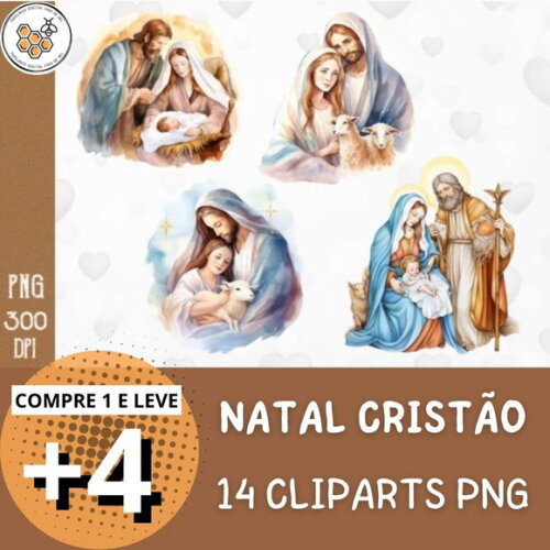 Kit Digital Natal Cristão Aquarela - Christmas Nativity Sm