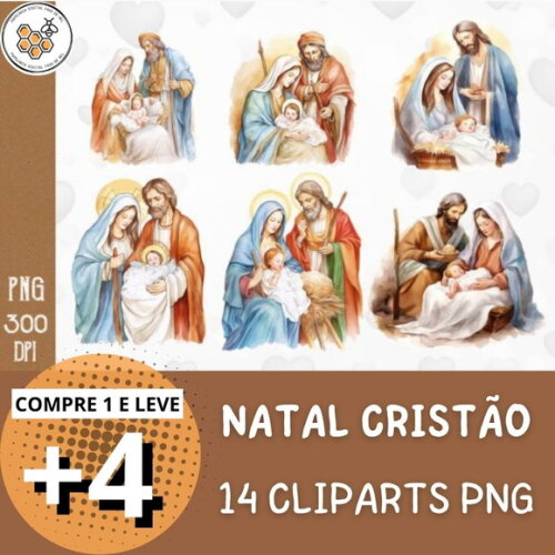 Kit Digital Natal Cristão Aquarela - Christmas Nativity Sm