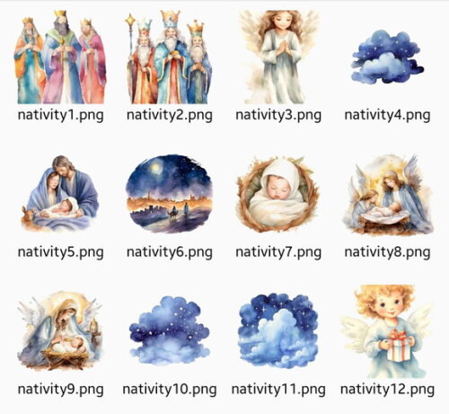 Kit Digital Natal Cristão Aquarela #31 Natividade Png