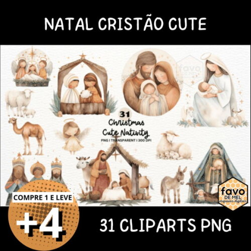 Kit Digital Natal Cristão Cute Presépio - Nativity