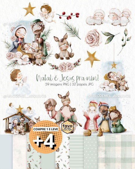 Kit Digital Natal É Jesus pra Mim (pague 1 Leve 5)