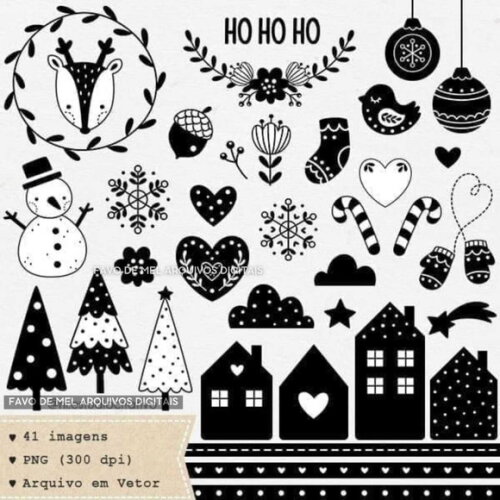 Kit Digital Natal Escandinavo Minimalista Png Eps Vetor