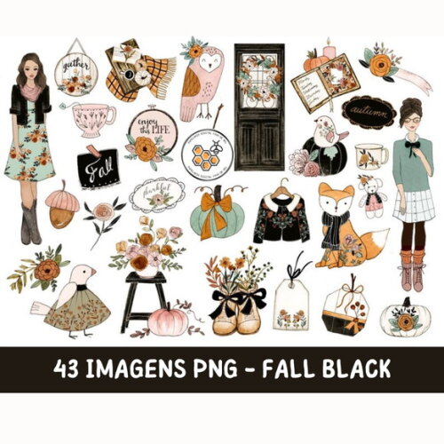 Kit Digital Outono Fall Black Rosabebe