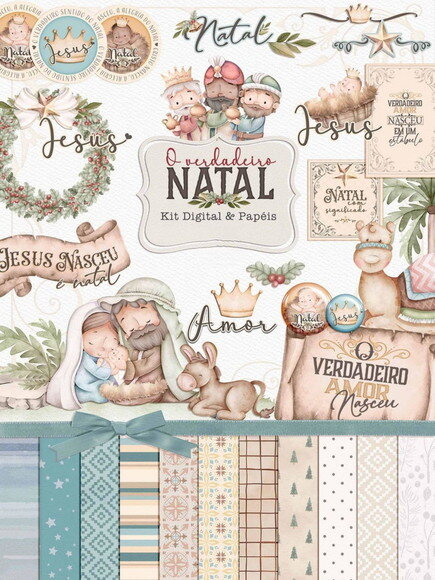 Kit Digital o Verdadeiro Natal - Combo Ilustrações e Papéis