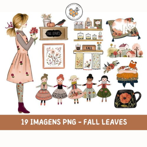 Kit Digital Outono Fall Leaves Rosabebe