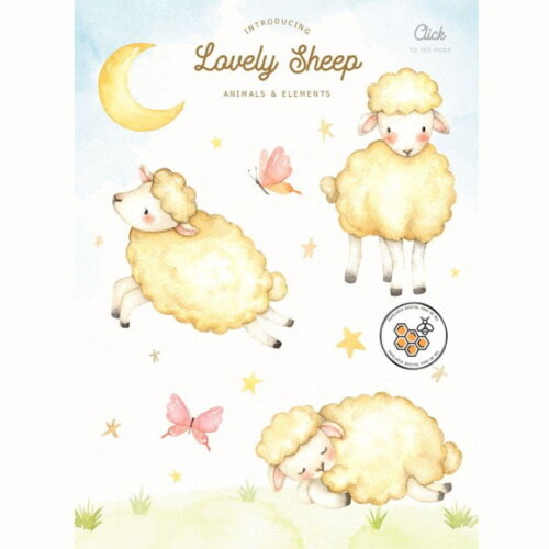 Kit Digital Ovelhinha Aquarela Premium - Lovely Sheep
