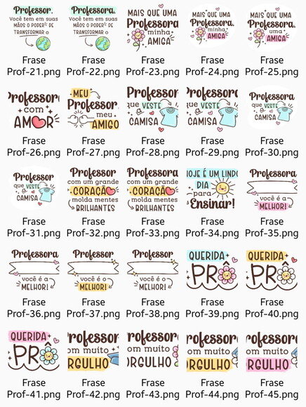 Kit Digital Pack Frases Dia dos Professores Png